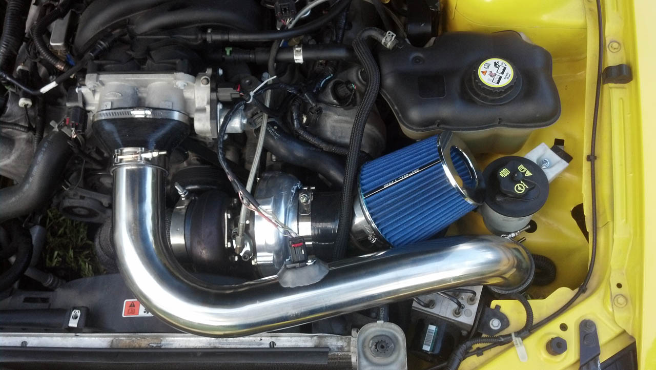 Yellow 2005 Ford Mustang GT 70mm On3 Performance Turbo