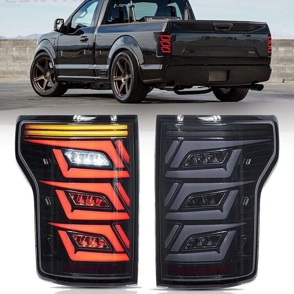 2*VLAND LED Smoke Tail Lights For Ford F150 Pickup 2015-2020 w/Sequential Signal