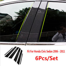 Window Pillar Posts Carbon Fiber Cover Door Trims for Honda Civic Sedan 2006-11 picture