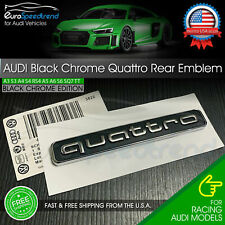 Audi Quattro Rear Emblem Black Chrome 3D Trunk Badge OEM A3 A4 A5 A6 A7 A8 Q5 Q7 picture