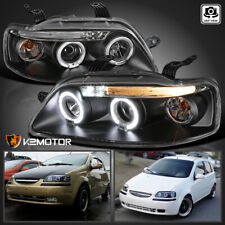Black Fits 2004-2006 Chevy Aveo Sedan Aveo5 LED Halo Projector Headlights Lamps picture