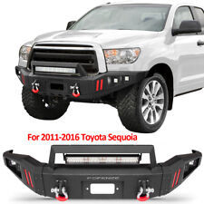 For 2011-2016 Toyota Sequoia Steel Front Bumper W/ Winch Plate & LED Lights picture