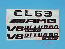 Gloss Black Flat CL63 AMG V8 BITURBO Trunk Embl Badge Sticker for Mercedes Benz picture