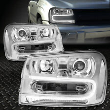 [LED DRL] FOR 2002-2009 CHEVY TRAILBLAZER PAIR CHROME CLEAR PROJECTOR HEADLIGHT picture