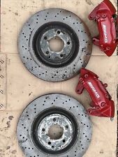02 - 05 Mercedes C32 CLK55 AMG Front Brake Rotors Calipers Set Red Pair Pre Cut picture
