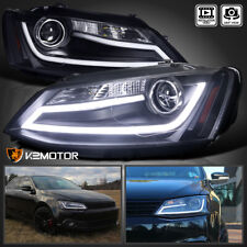 Black Fits 2011-2014 VW Volkswagen Jetta MK6 LED Strip Projector Headlights Lamp picture