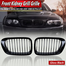 Gloss Black Front Kidney Grille Grill For BMW E46 M3 328i 325Ci 330Ci 1999-02 2D picture