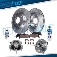 Front Drilled Rotors and Ceramic Brake Pads + Wheel Hub Bearing for Chevy Cobalt picture