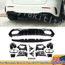 A45 AMG Look Rear Bumper Diffuser w/ Tailpipes For 2018-2022 Benz A-Class W177 picture