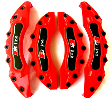 4x Brakes Caliper Covers Red for S-Line Q1 Q2 Q3 Q5 TT RS A1 A5 A6 S3 A3 A4 NA picture